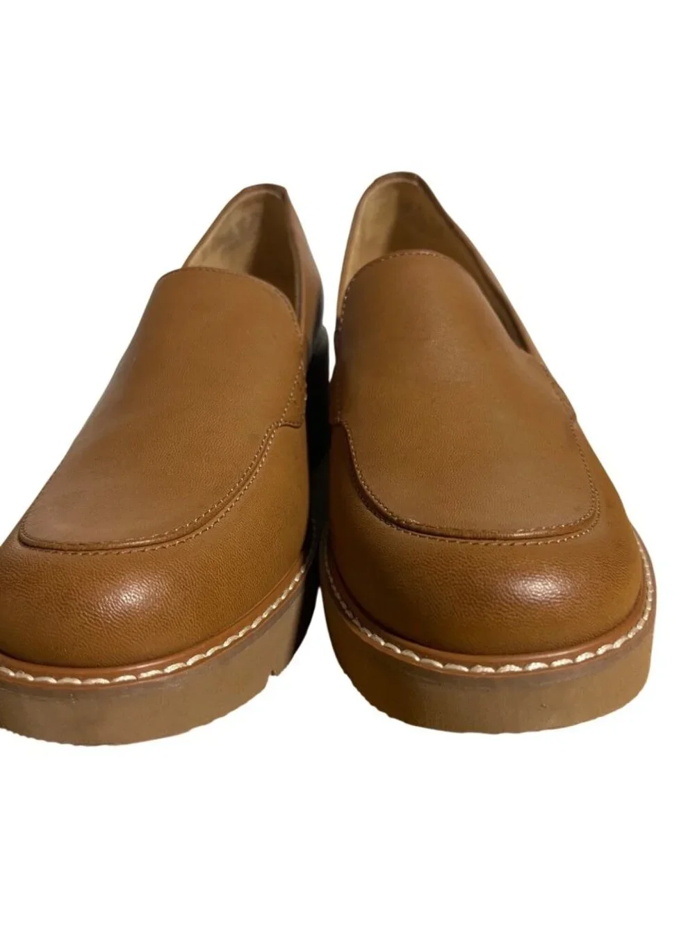 Naturalizer Cabaret Brown Lug Sole Loafers Women Size 9 M Chunky Block Heel